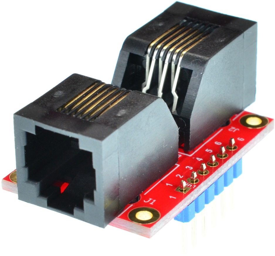 RJ11 6P6C Female to RJ11 6P6C Female pass-through adapter breakout